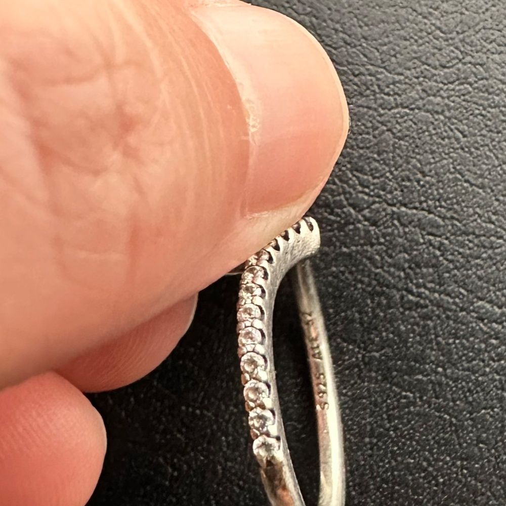 Pandora Sterling Silver with Cubic Zirconia Antique Style Wishbone Ring - Picture 5 of 7